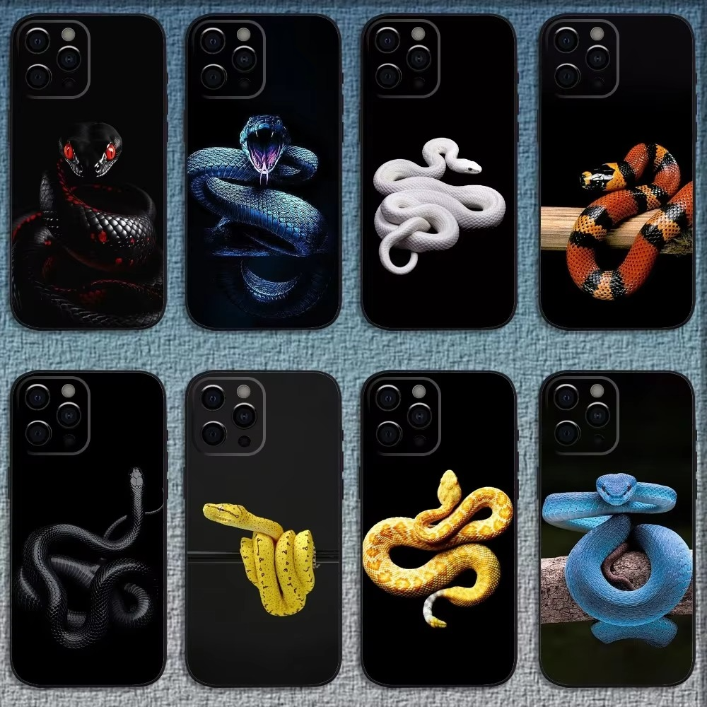 Luxury Apple iPhone Case, MagSafe Compatible, Camera Lens and Screen Protection, Ultra Thin, Shockproof, Magnetic, Full All Around Protection, Snake Pattern Soft Cover