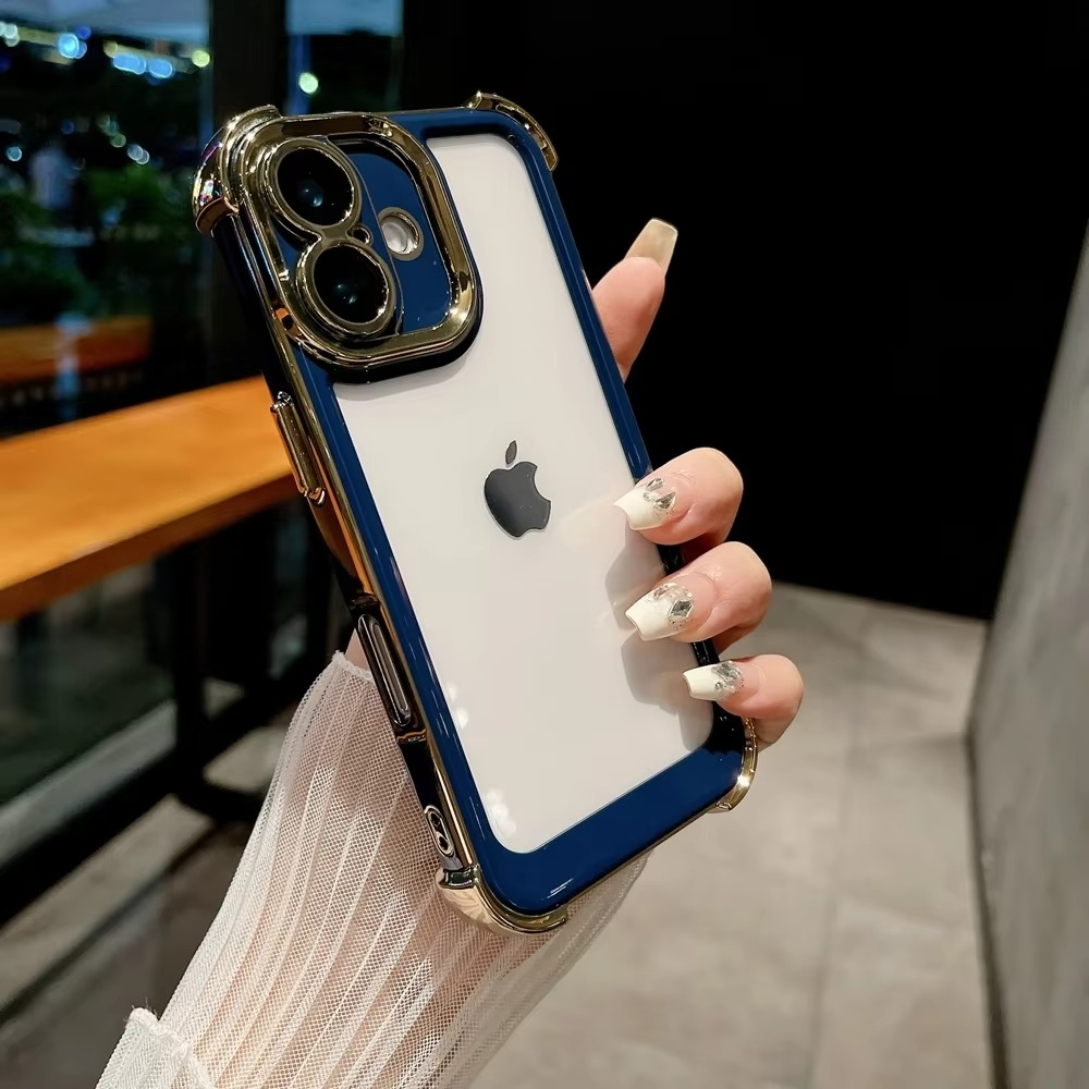 Luxury Plating Shockproof iPhone Case - Silicone Cover with Airbag Protection, Durable & Stylish Design | Case for iPhone