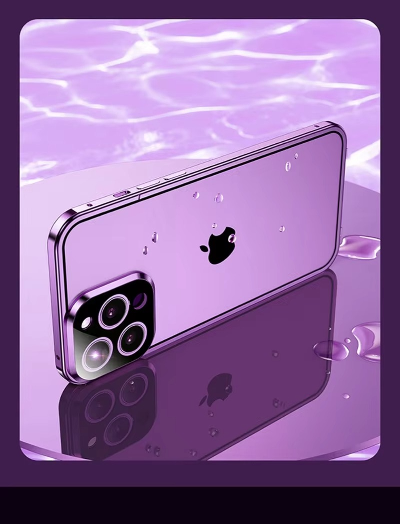 Luxury Apple iPhone Case, MagSafe Compatible, Camera Lens and Screen Protection, Ultra Thin, Shockproof, Magnetic, Full All Around Protection, Double Glass Lock Bumper Case