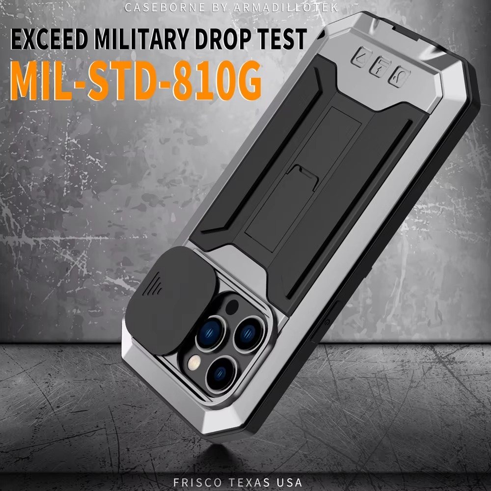 Robust Apple iPhone Case, MagSafe Compatible, Camera Lens and Screen Protection, Ultra Thin, Shockproof, Magnetic, Full All Around Protection, Metal 360 Glass Slide Cover