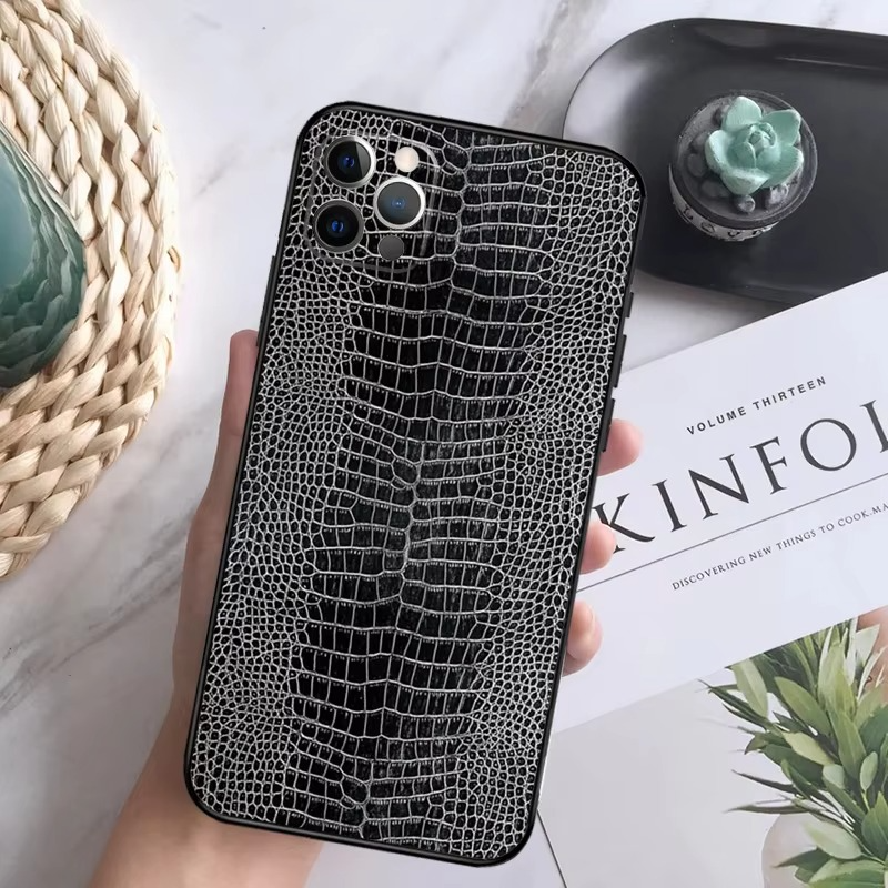 Luxury Apple iPhone Case, MagSafe Compatible, Camera Lens and Screen Protection, Ultra Thin, Shockproof, Magnetic, Full All Around Protection, Snake Skin Soft Cover