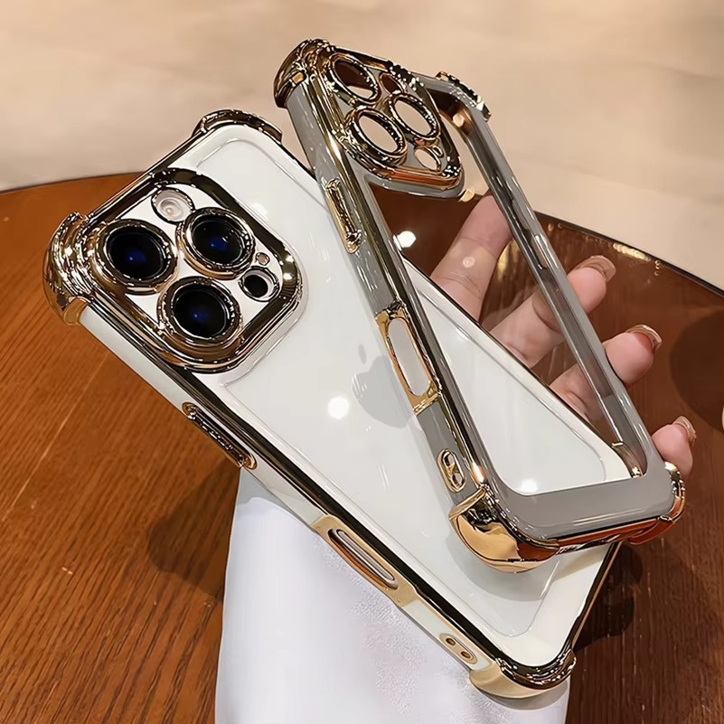 Luxury Plating Shockproof iPhone Case - Silicone Cover with Airbag Protection, Durable & Stylish Design | Case for iPhone