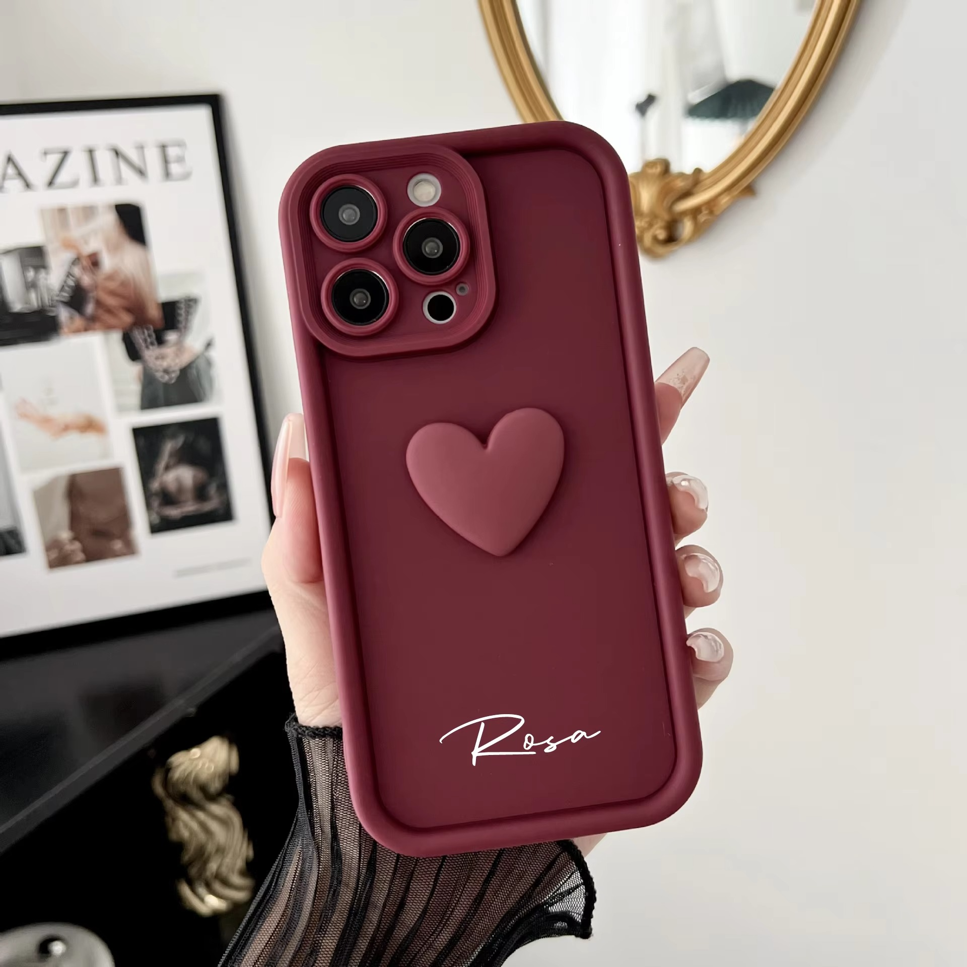 Premium Apple iPhone Case, MagSafe Compatible, Camera Lens and Screen Protection, Ultra Thin, Shockproof, Magnetic, Full All Around Protection, DIY Name Heart Soft Cover