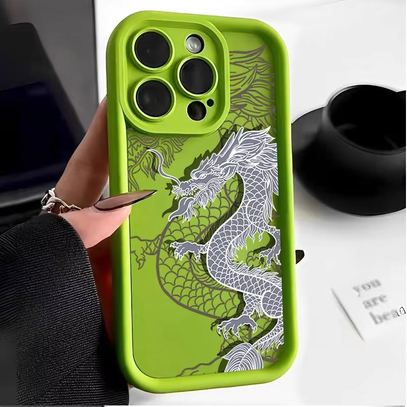 Luxury Apple iPhone Case, MagSafe Compatible, Camera Lens and Screen Protection, Ultra Thin, Shockproof, Magnetic, Full All Around Protection, Eastern Dragon Silicone Cover