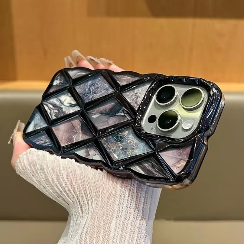 Luxury Apple iPhone Case, MagSafe Compatible, Camera Lens and Screen Protection, Ultra Thin, Shockproof, Magnetic, Full All Around Protection, Diamond Grid Soft Cover