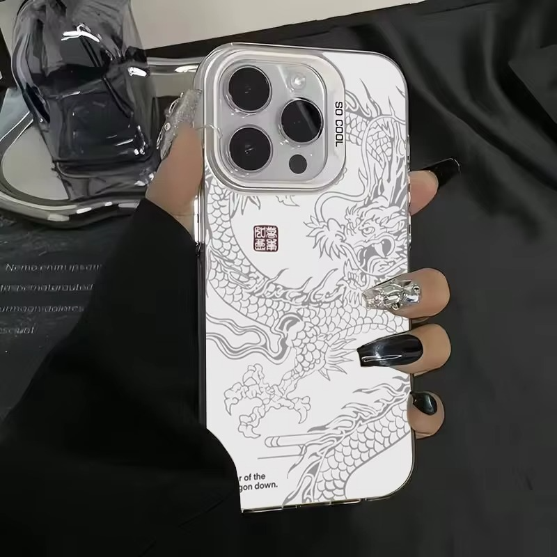 Luxury Apple iPhone Case, MagSafe Compatible, Camera Lens and Screen Protection, Ultra Thin, Shockproof, Magnetic, Full All Around Protection, Dragon Totem Armor Cover