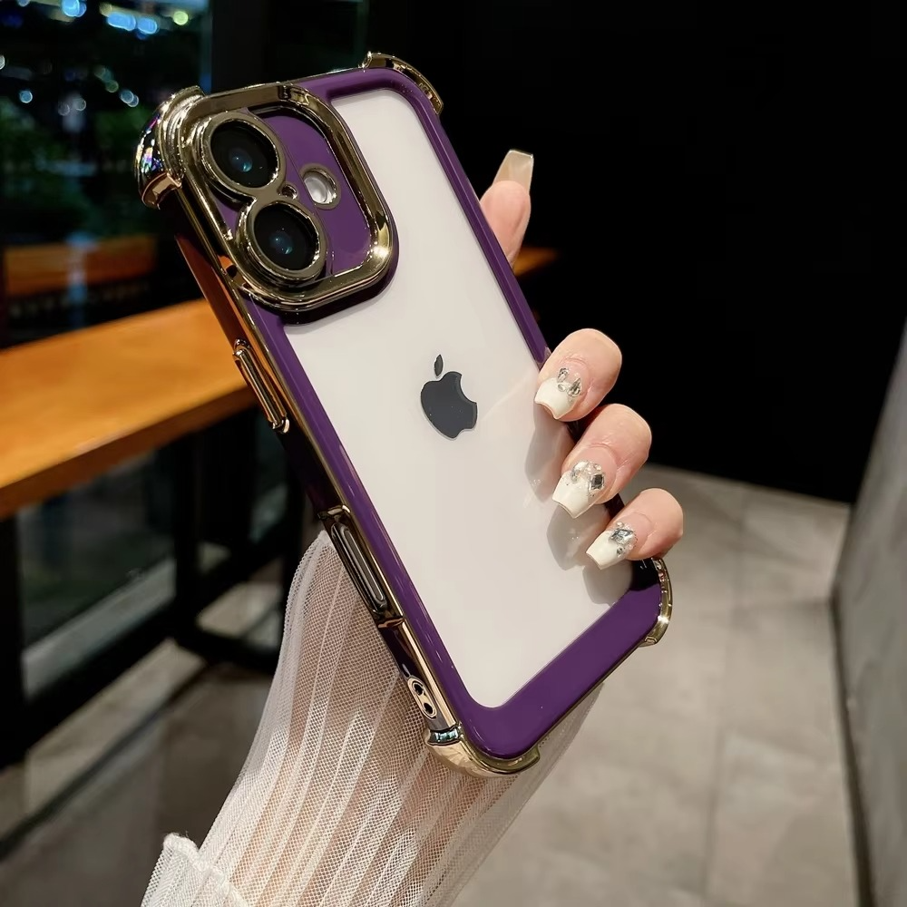 Luxury Plating Shockproof iPhone Case - Silicone Cover with Airbag Protection, Durable & Stylish Design | Case for iPhone