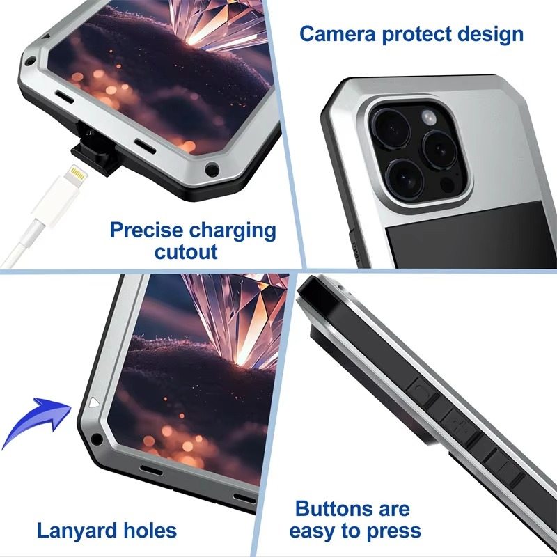 Robust Apple iPhone Case, MagSafe Compatible, Camera Lens and Screen Protection, Ultra Thin, Shockproof, Magnetic, Full All Around Protection, Metal Screw Bumper Cover
