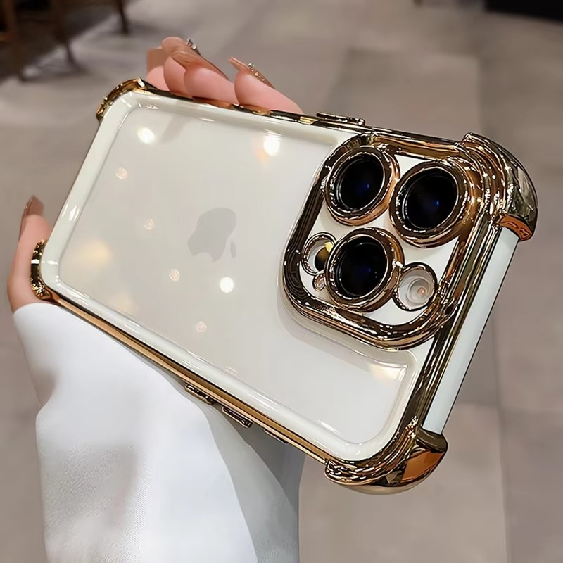 Luxury Plating Shockproof iPhone Case - Silicone Cover with Airbag Protection, Durable & Stylish Design | Case for iPhone