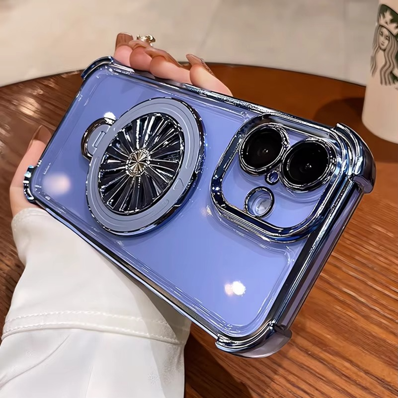MagSafe iPhone Case with Rotating Gyro Bracket - Airbag Plating, Design, Wireless Charging Compatible | Case for iPhone