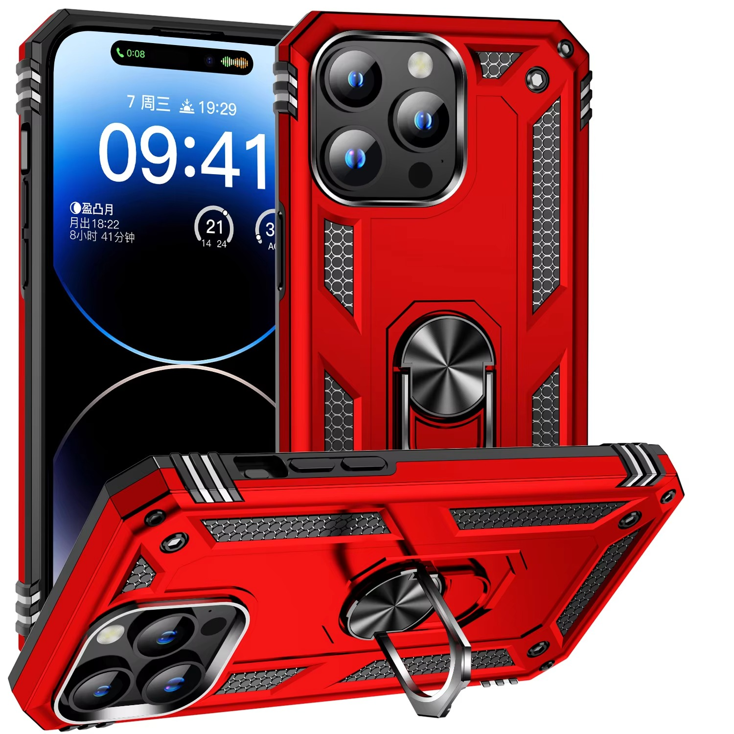 Robust Apple iPhone Case, MagSafe Compatible, Camera Lens and Screen Protection, Ultra Thin, Shockproof, Magnetic, Full All Around Protection, Metal Ring Kickstand Cover