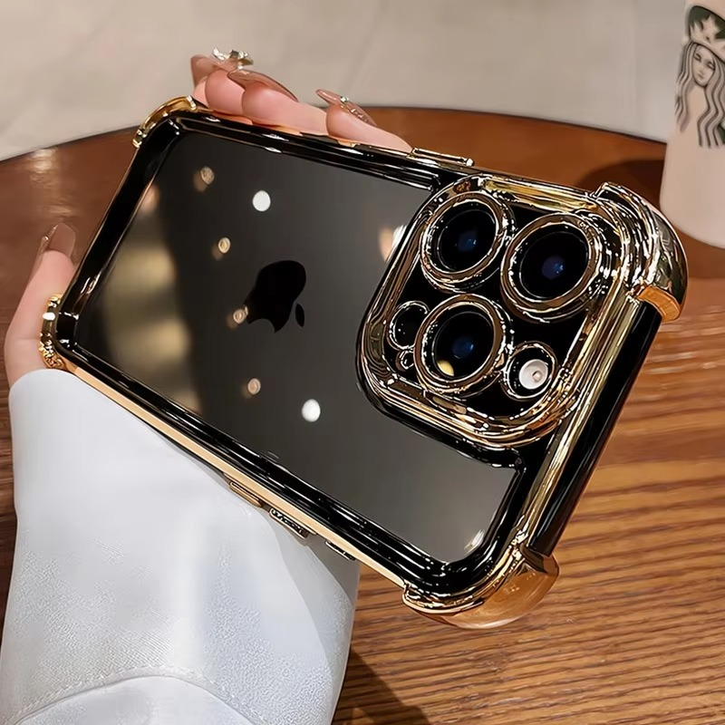 Luxury Plating Shockproof iPhone Case - Silicone Cover with Airbag Protection, Durable & Stylish Design | Case for iPhone