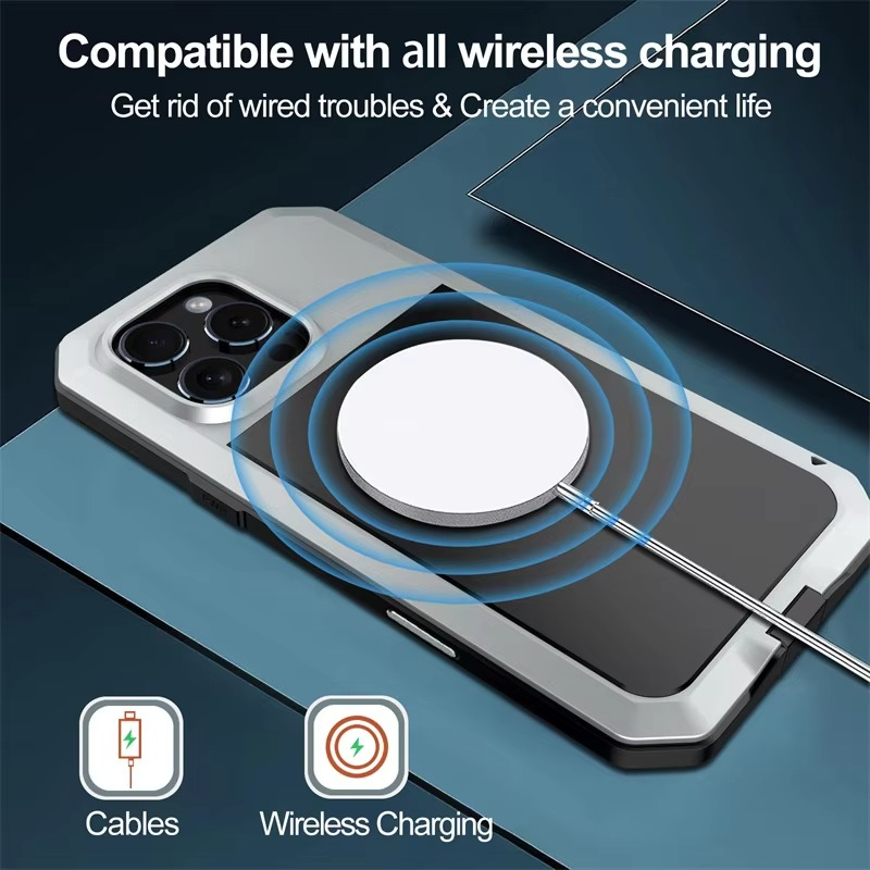 Robust Apple iPhone Case, MagSafe Compatible, Camera Lens and Screen Protection, Ultra Thin, Shockproof, Magnetic, Full All Around Protection, Metal Screw Bumper Cover