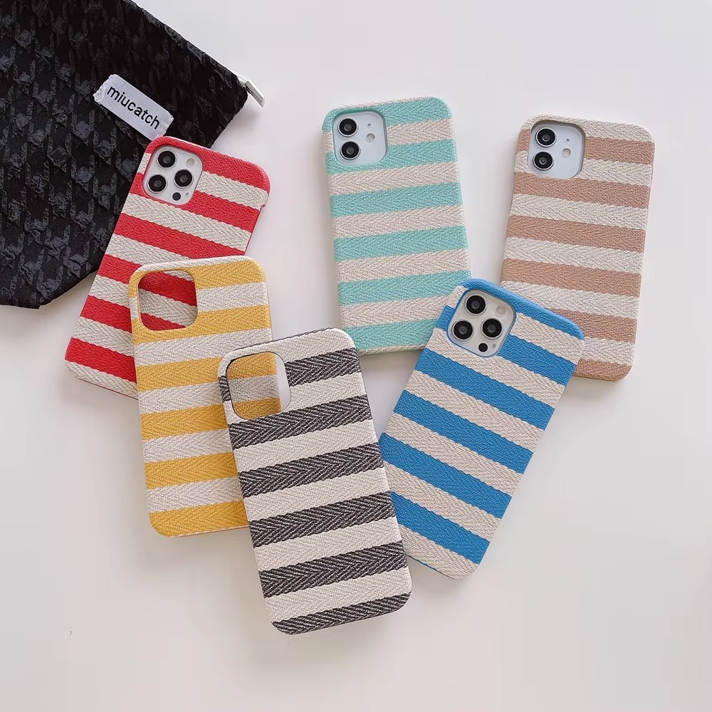 Premium Apple iPhone Case, MagSafe Compatible, Camera Lens and Screen Protection, Ultra Thin, Shockproof, Magnetic, Full All Around Protection, Canvas Stripe Fabric Cover