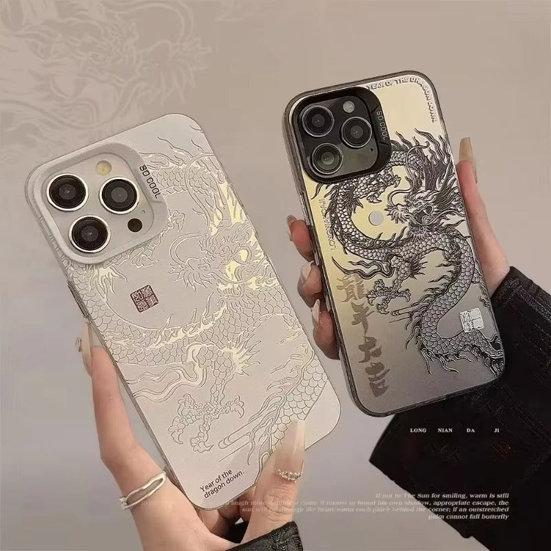 Luxury Apple iPhone Case, MagSafe Compatible, Camera Lens and Screen Protection, Ultra Thin, Shockproof, Magnetic, Full All Around Protection, Dragon Totem Armor Cover