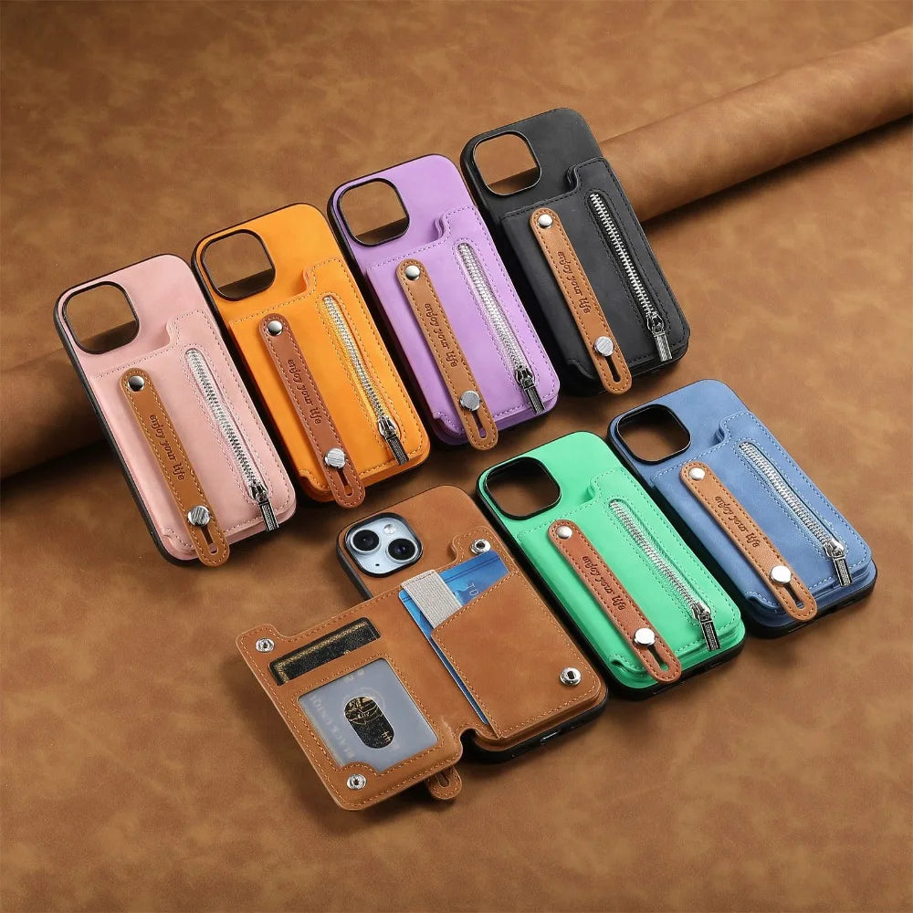 Luxury Detachable Zipper Wallet iPhone Case – Magnetic Flip Cover with Card Slots, and Protection for Ultimate Convenience