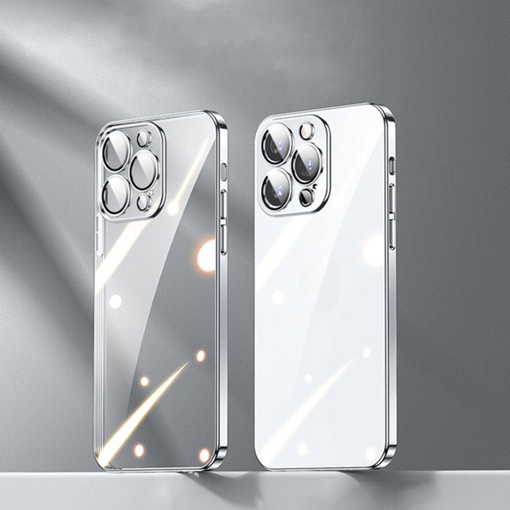 Luxury Plating Transparent Silicone Case – High Quality, Shockproof, Ultra Slim, HD Lens Protection, Durable Soft Cover,