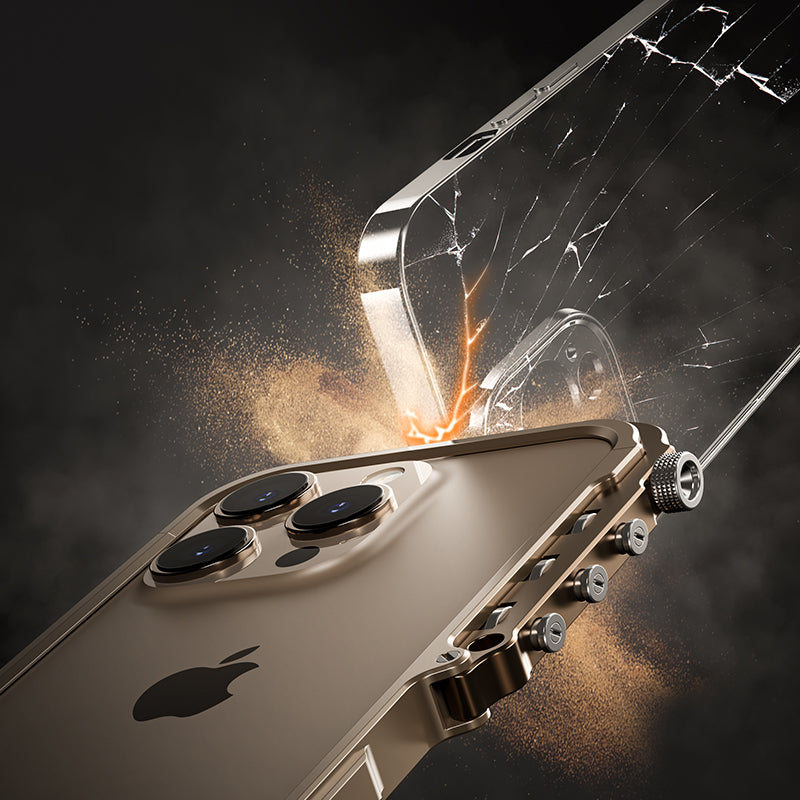 Luxury Aluminum Alloy Armor Frame iPhone Case – 360° Mechanical Metal Bumper for iPhone Models, Durable and Stylish Design