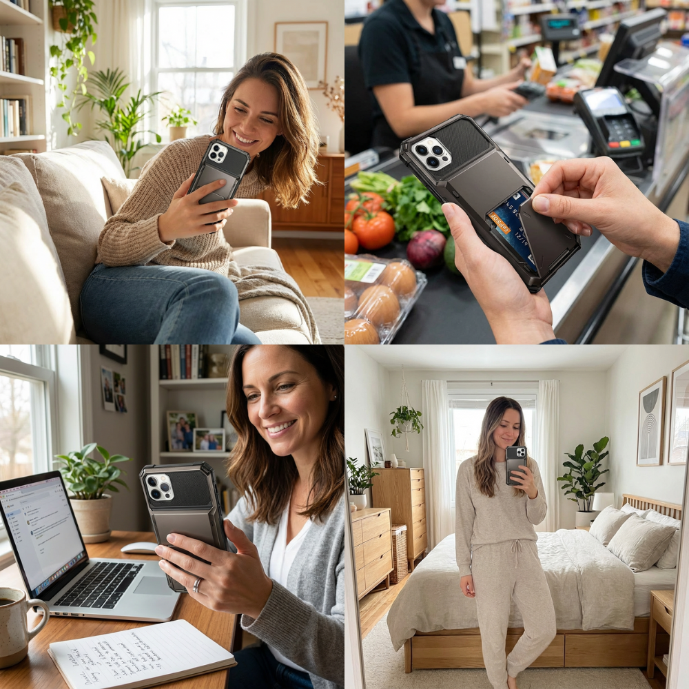 Luxury Wallet Apple iPhone Case, MagSafe Compatible Shockproof Cover with Camera Screen Protection, 4 Card Slot Holder Design