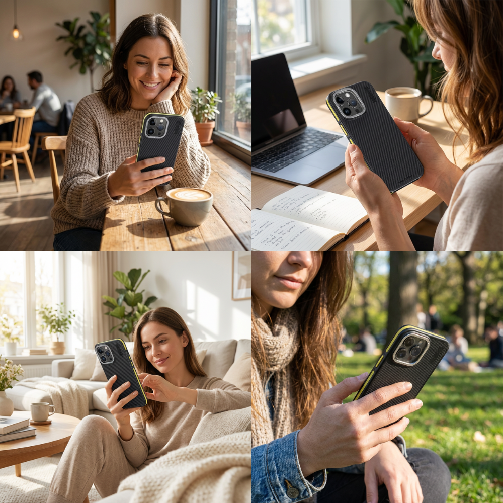 Premium 100% Aramid Fiber Kevlar iPhone Case – 600D Lightweight Compatible Ultra-Thin Protective Cover for iPhone Models