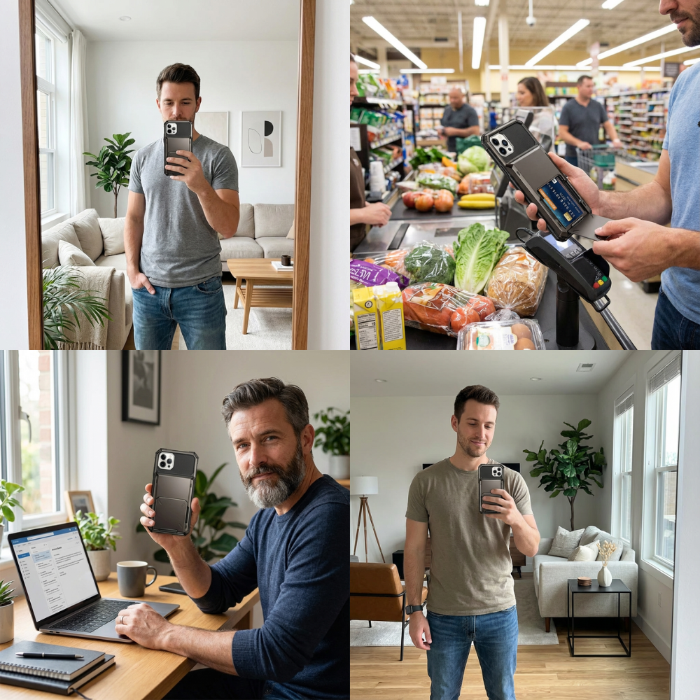 Luxury Wallet Apple iPhone Case, MagSafe Compatible Shockproof Cover with Camera Screen Protection, 4 Card Slot Holder Design