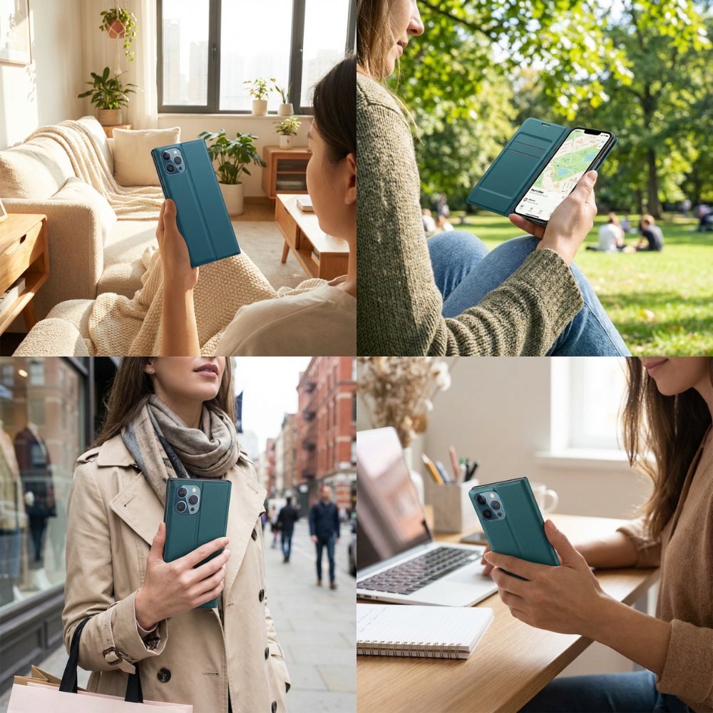 Luxury Flip Apple iPhone Case, MagSafe Compatible, Ultra Thin Magnetic Shockproof Full Protection Cover with Screen Guard, Book Style Stand and Wallet Pocket