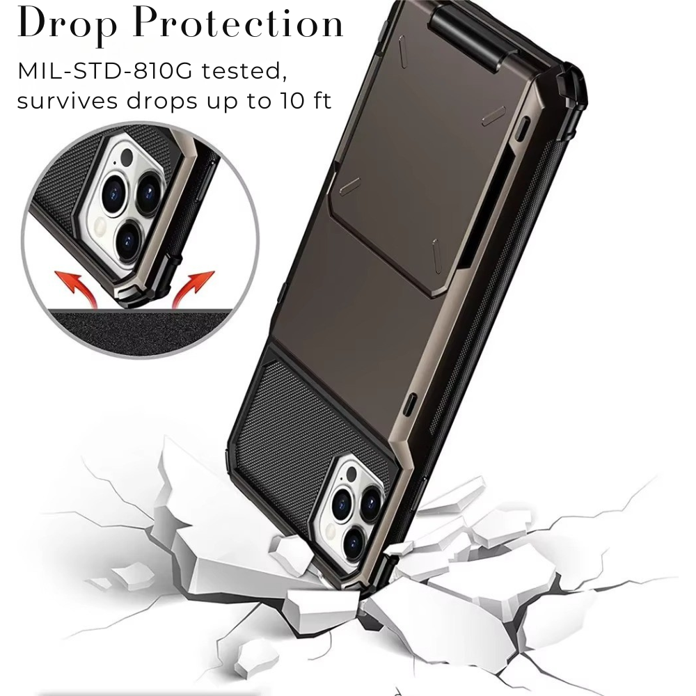 Luxury Wallet Apple iPhone Case, MagSafe Compatible Shockproof Cover with Camera Screen Protection, 4 Card Slot Holder Design