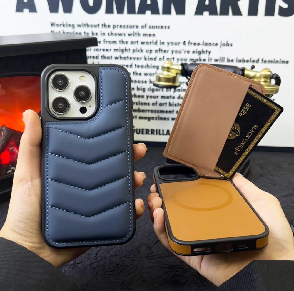 Premium MagSafe Leather iPhone Case – Magnetic Wireless Charging, Card Holder Wallet, Shockproof Protection, Sleek Design for iPhone Models