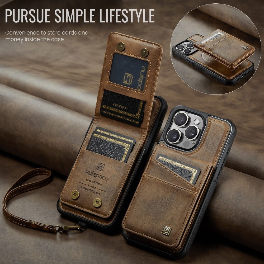 Luxury 2-in-1 Detachable Leather Flip Cover with Card Holder, Wrist Strap and Secure Magnetic Closure for Ultimate Protection