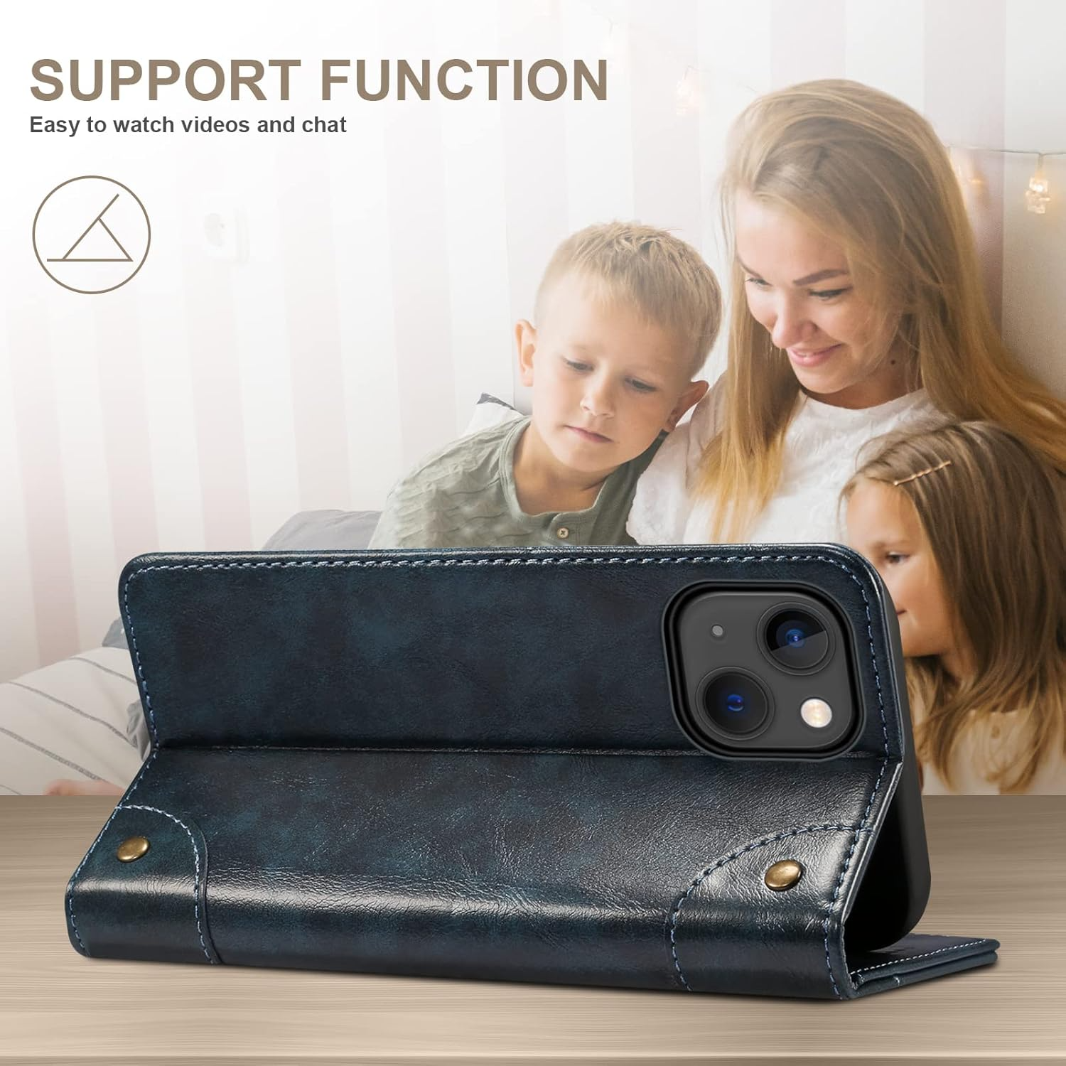 Retro Leather Wallet iPhone Case – Magnetic Closure, Card Slots, Shockproof Protection Durable PU Leather Cover for iPhone