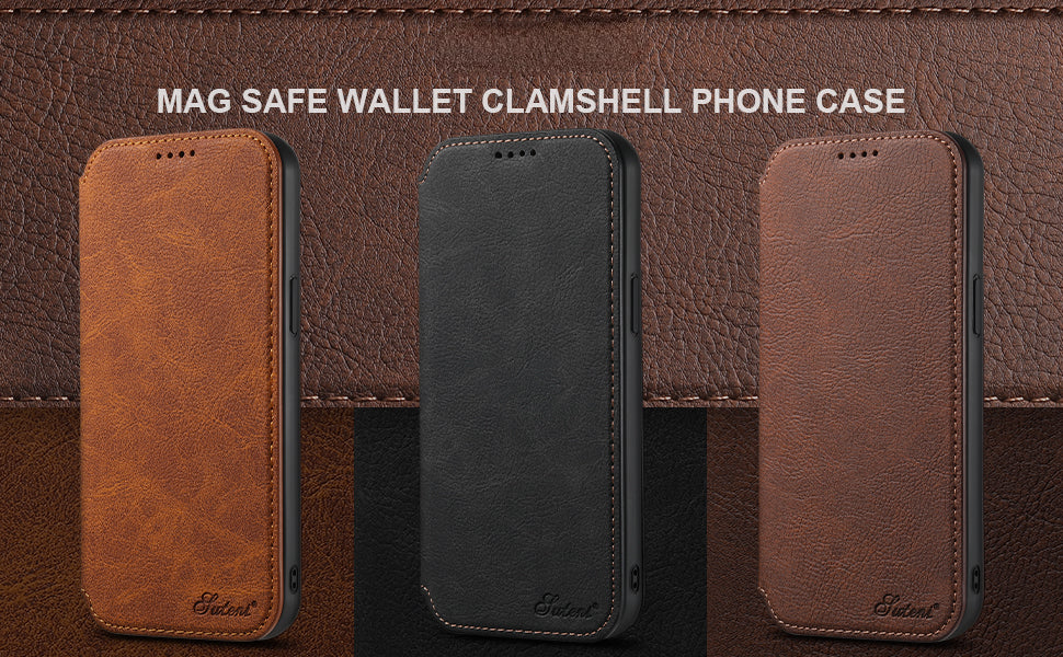 Luxury Leather Magnetic Flip iPhone Case – MagSafe Wallet Card Holder, Wireless Charging Compatible, Shockproof Protection, Elegant Design for iPhone Models