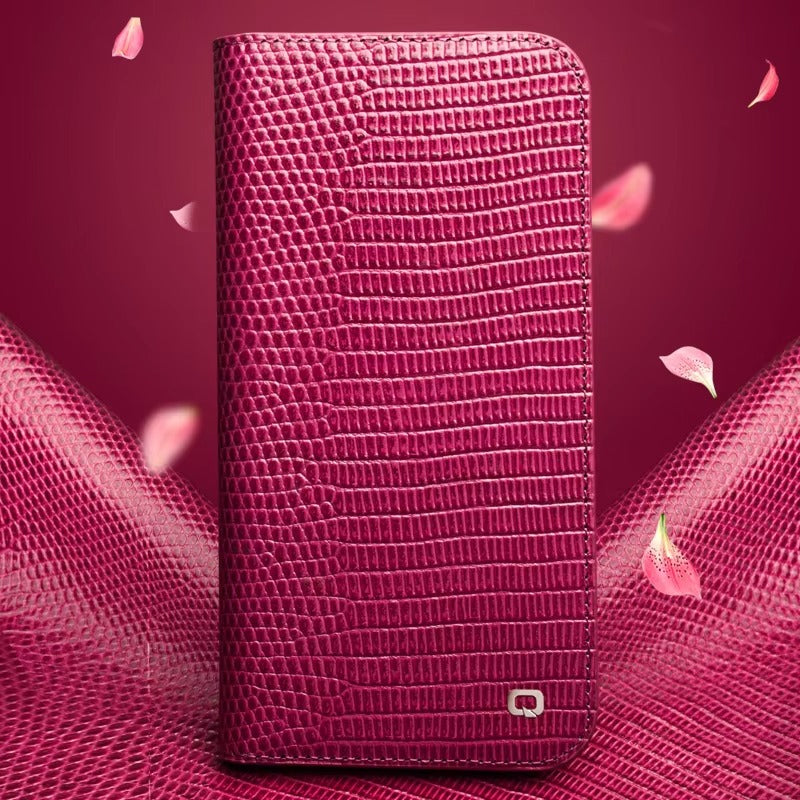 Premium Genuine Leather Flip iPhone Case – Cowhide, Crocodile Grain, Card Holder, Stylish & Durable Cover | Case for iPhone