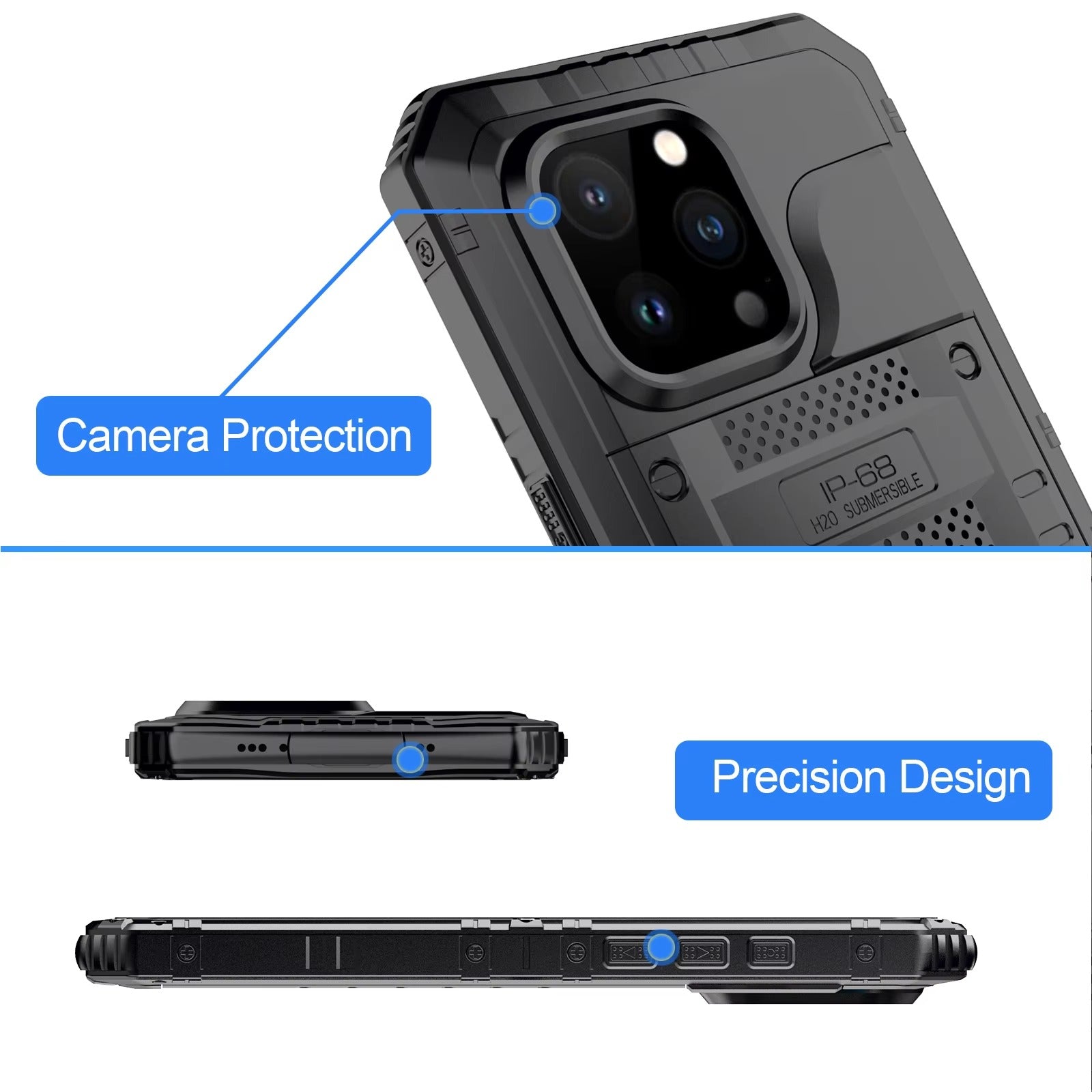 Robust Apple iPhone Case MagSafe Compatible, Camera Lens & Screen Protection, Cover with IP68 Waterproof Armor Design