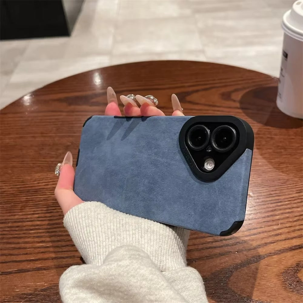 Premium Matte Leather Silicone iPhone Case – Lens Protection, Bumper Design, Stylish & Durable Cover | Case for iPhone