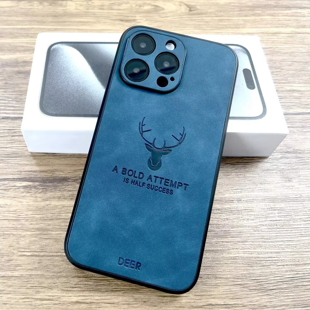 Premium Fashion Cloth iPhone Case – Built-in Magnetic Iron, Deer & Cat Design Durable Protective Shell | Case for iPhone