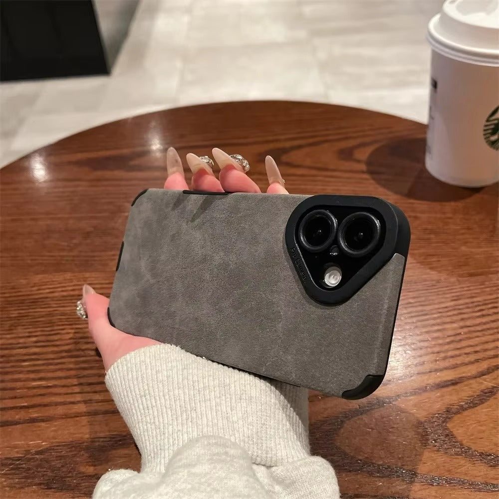 Premium Matte Leather Silicone iPhone Case – Lens Protection, Bumper Design, Stylish & Durable Cover | Case for iPhone