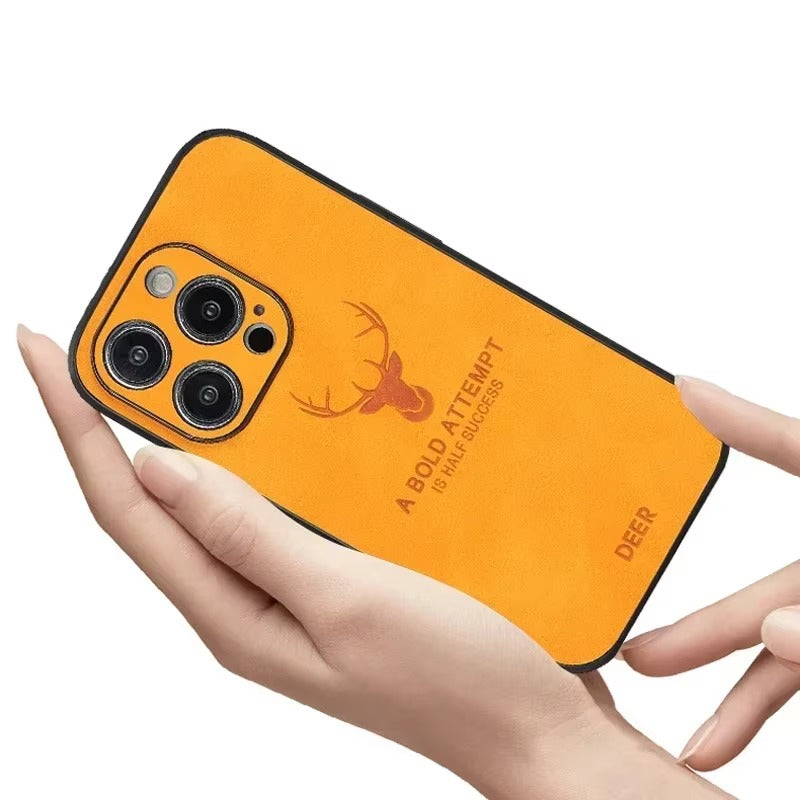 Premium Fashion Cloth iPhone Case – Built-in Magnetic Iron, Deer & Cat Design Durable Protective Shell | Case for iPhone