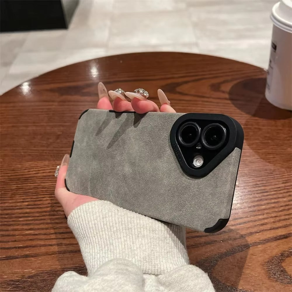 Premium Matte Leather Silicone iPhone Case – Lens Protection, Bumper Design, Stylish & Durable Cover | Case for iPhone