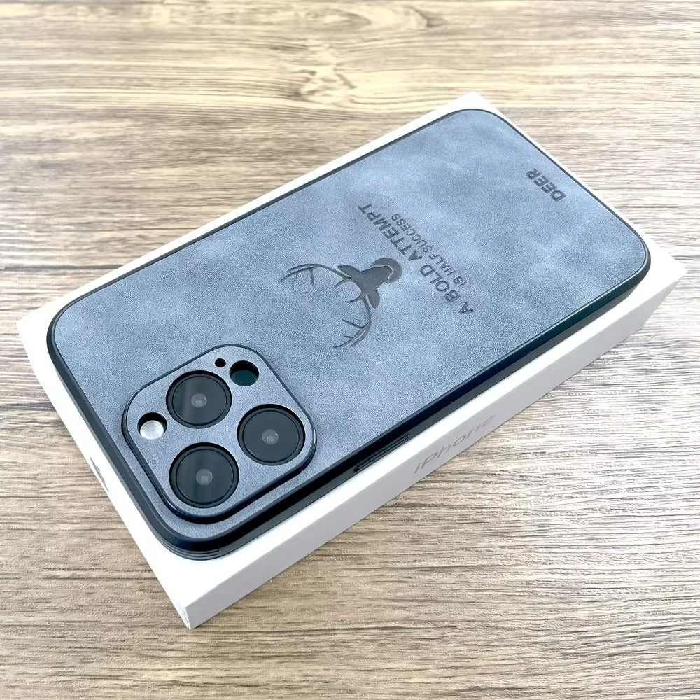Premium Fashion Cloth iPhone Case – Built-in Magnetic Iron, Deer & Cat Design Durable Protective Shell | Case for iPhone