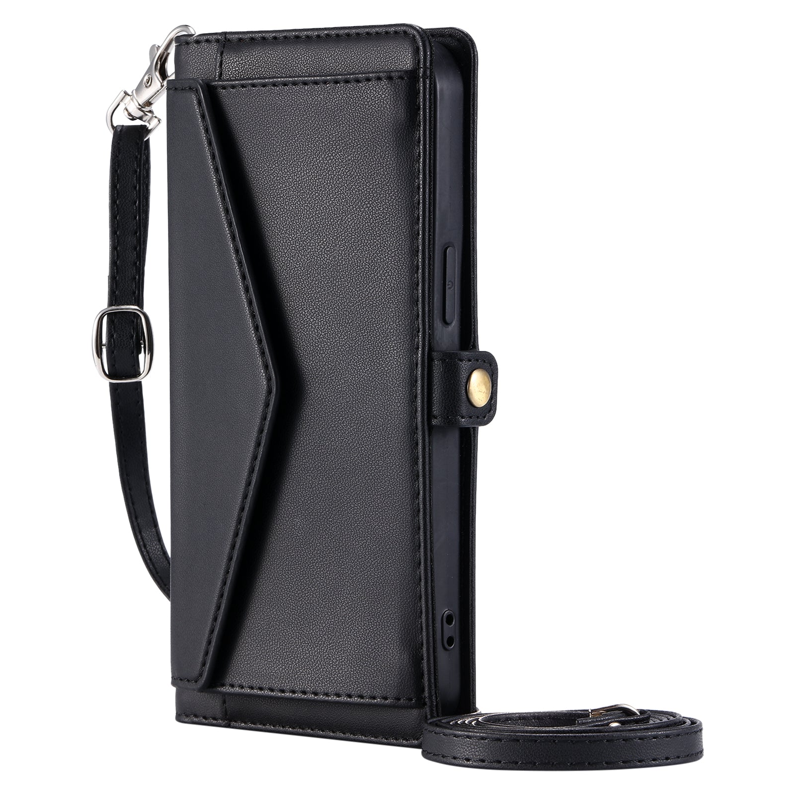 Luxury Dual-Layer Wallet iPhone Case – Flip Leather Cover with Card Slots, Photo Frame, 2 Lanyards, Shockproof Protection, and Stand Feature for iPhone