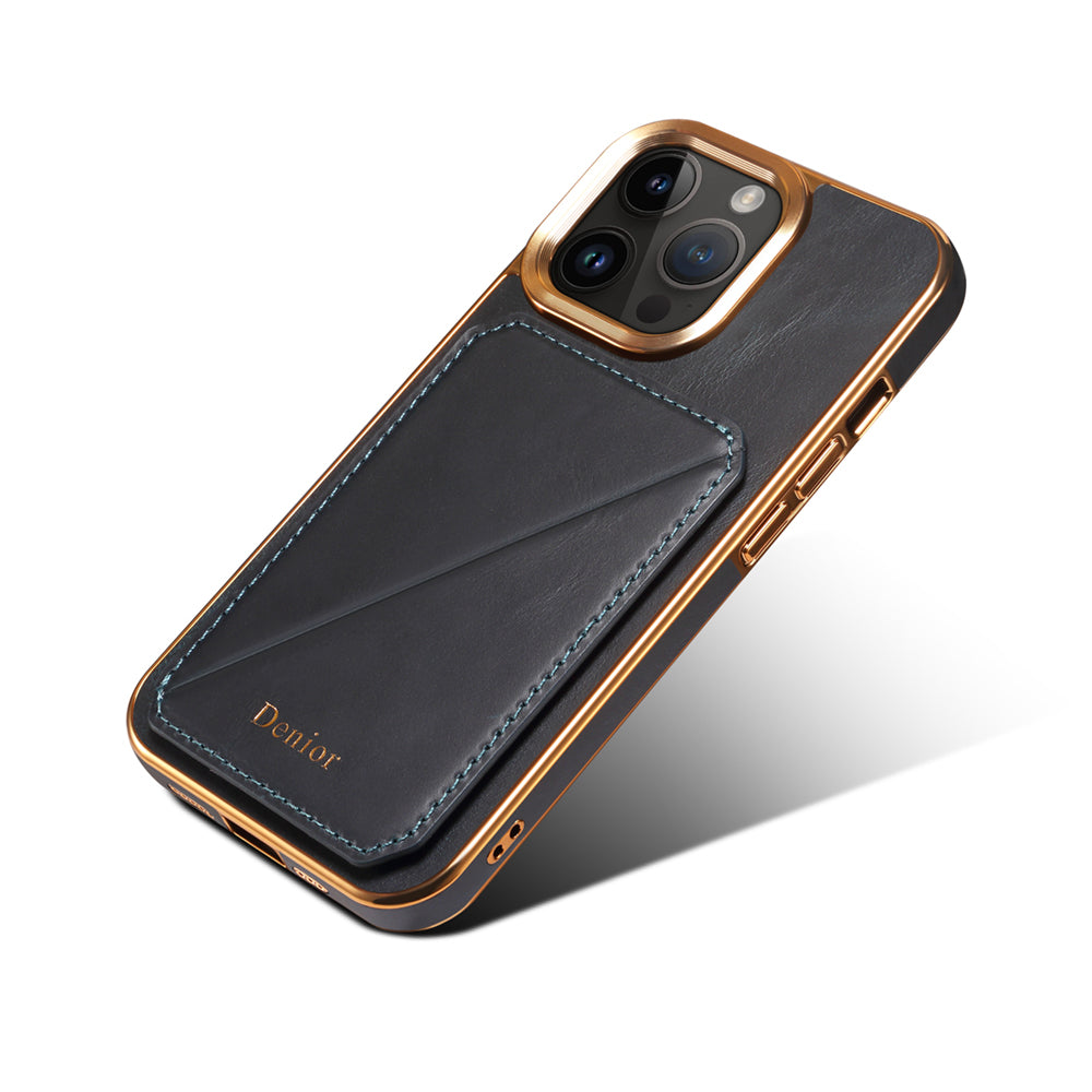 Luxury Cowhide Leather Wallet iPhone Case – Magnetic Card Holder, Plating Shell, Shockproof Protection, Premium Design for iPhone Models