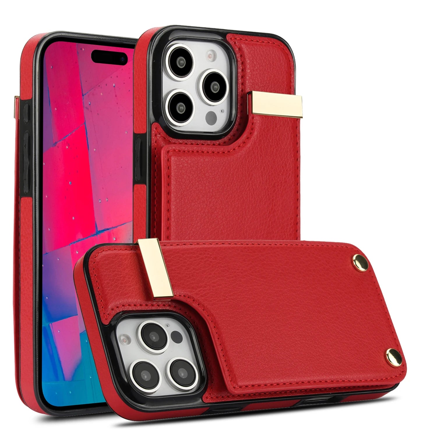 Shockproof Leather Wallet iPhone Case – Flip Cover with Card Holder, Secure Pocket, Durable Protection for iPhone Models