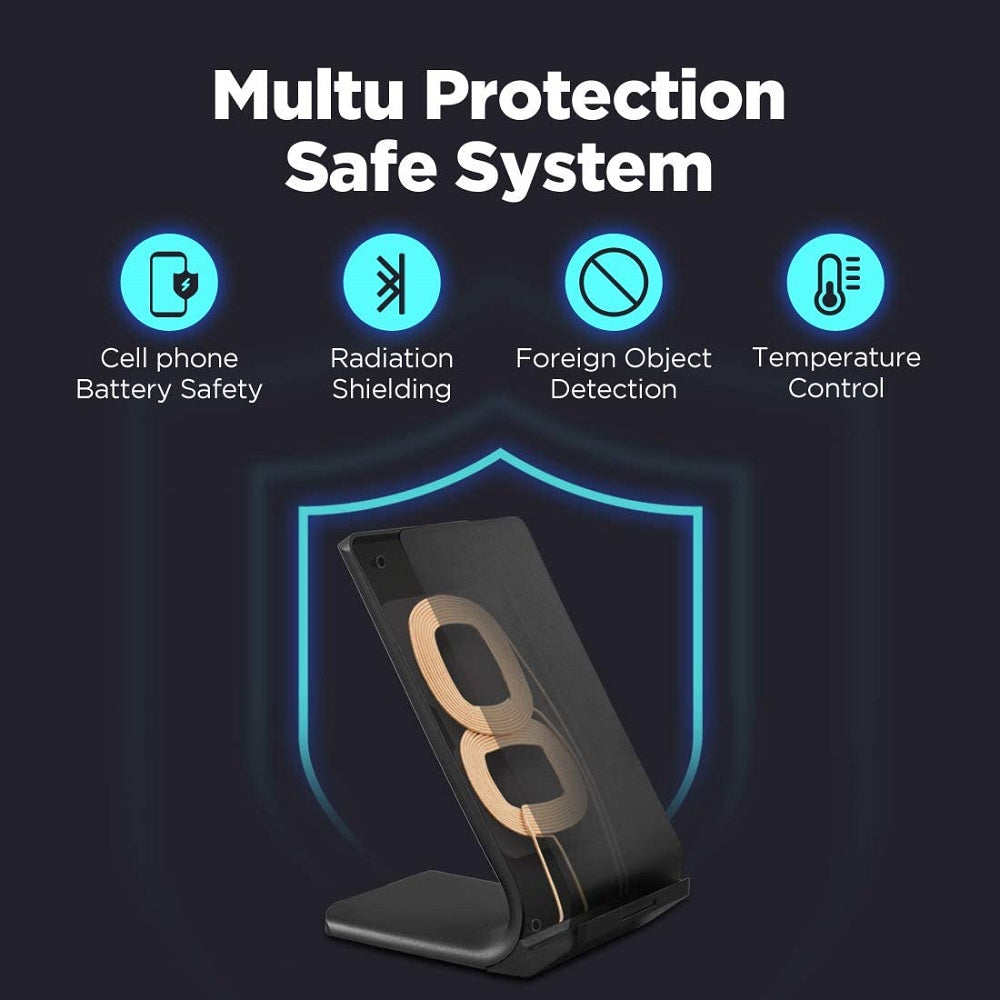 Premium 100W Wireless Charger Stand Fast Charging Station Pad for Apple iPhone, iOS, Android Smartphones – Type-C, Qi Dock, Dual Coil, Safety Features