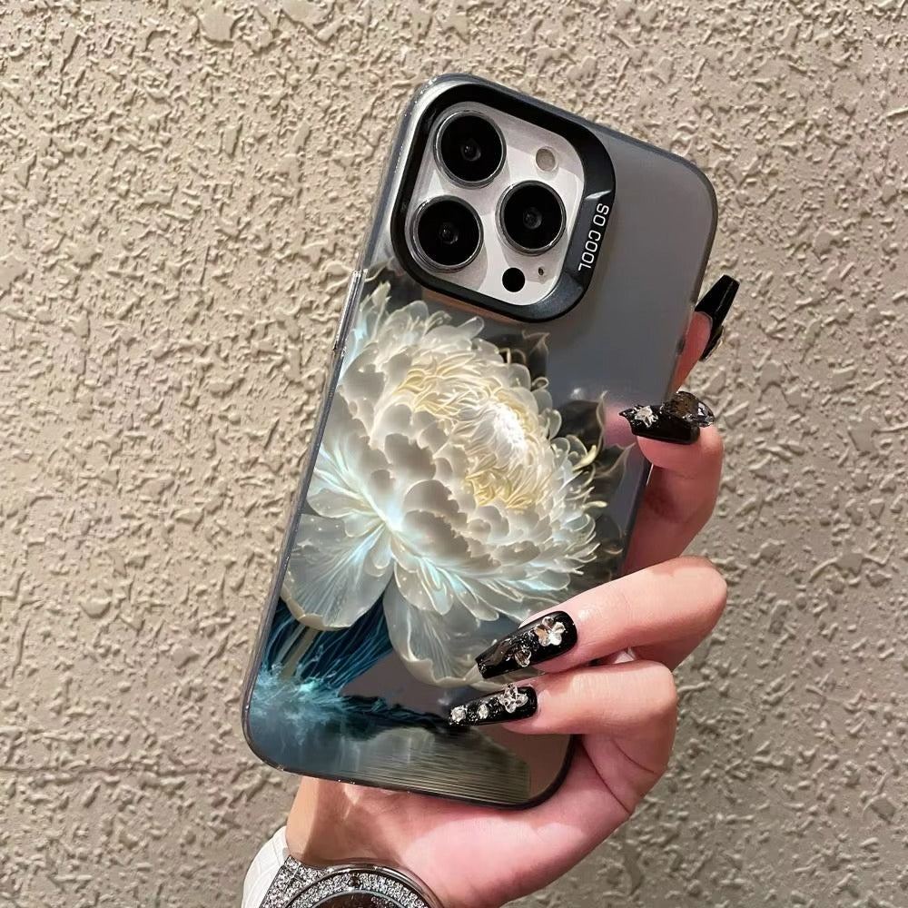 Luxury Apple iPhone Case, MagSafe Compatible, Camera Lens and Screen Protection, Ultra Thin, Shockproof, Magnetic, Full All Around Protection, Lotus Flower Plated Armor Cover