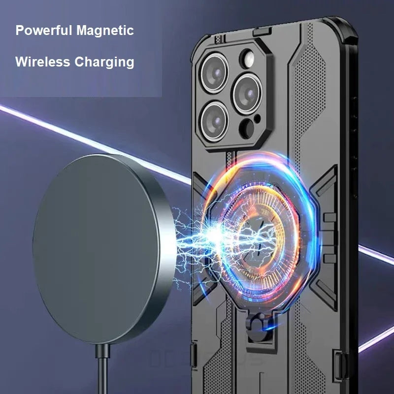 KEYSION MagSafe Shockproof iPhone Case – Ring Stand with Camera Protection, Durable Phone Cover for iPhone Models