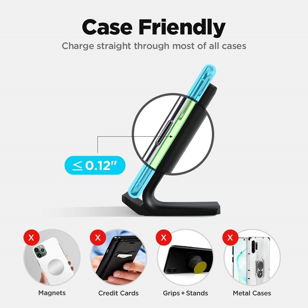 Premium 100W Wireless Charger Stand Fast Charging Station Pad for Apple iPhone, iOS, Android Smartphones – Type-C, Qi Dock, Dual Coil, Safety Features