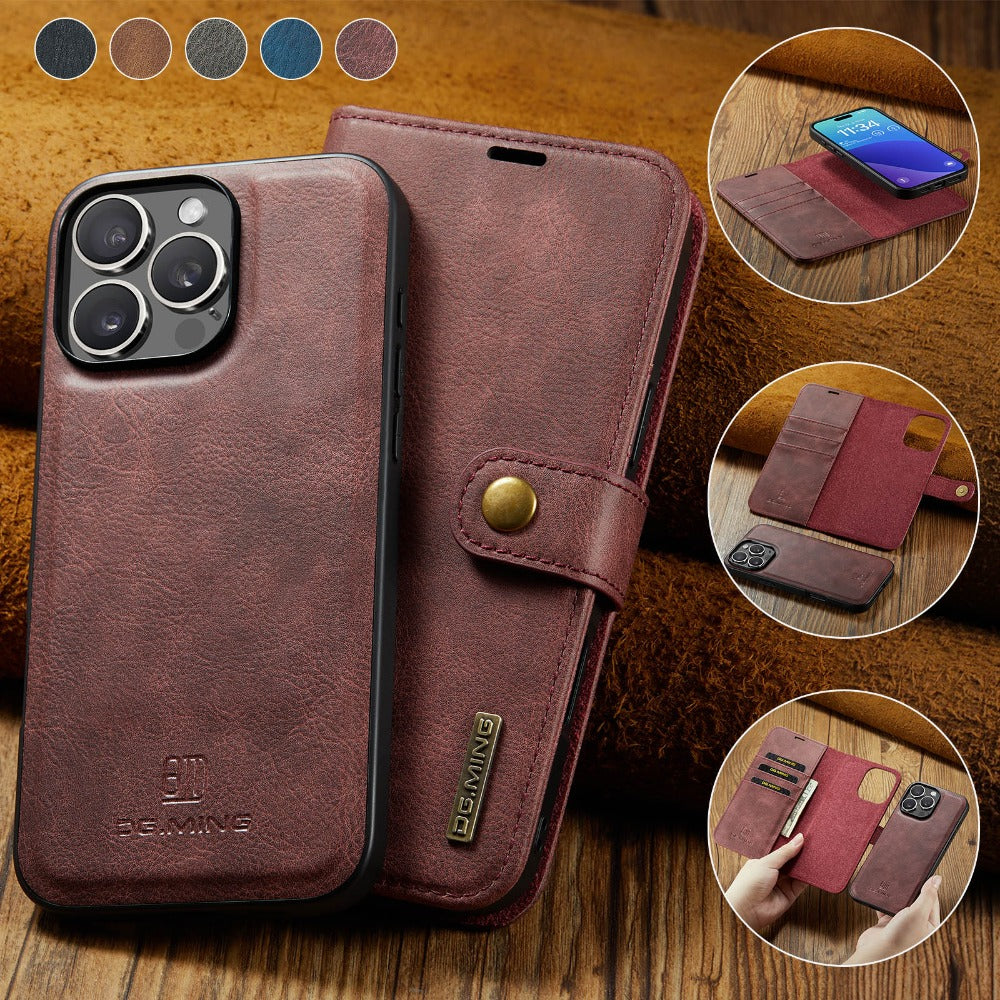Premium Detachable Magnetic Leather Wallet iPhone Case – Card Holder, and Stylish Flip Cover for Secure and Convenient Use