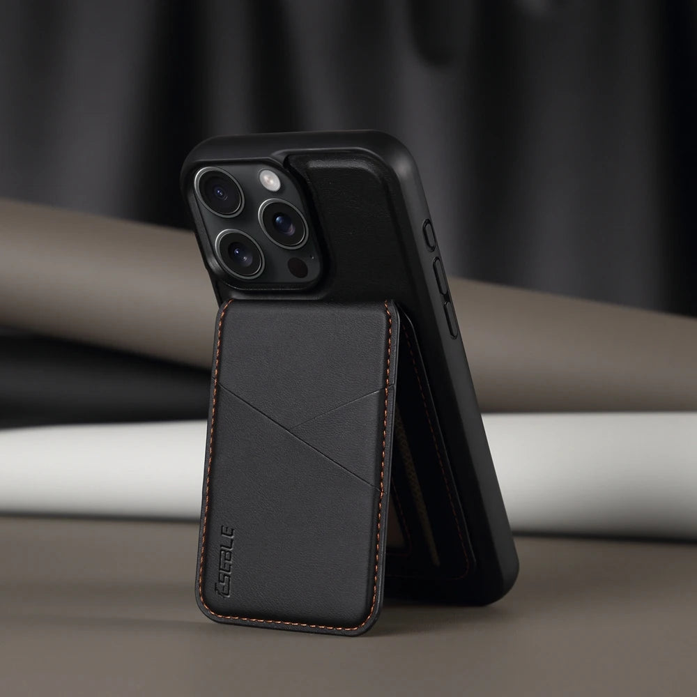 Luxury Magnetic Leather Wallet iPhone Case – 2-in-1 MagSafe Card Holder, Kickstand, Shockproof Protection, Premium Design, Wireless Charging Compatible for iPhone Models