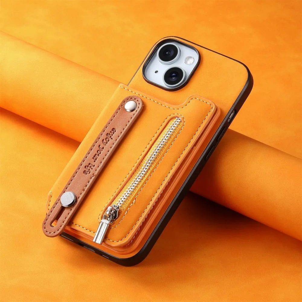 Luxury Detachable Zipper Wallet iPhone Case – Magnetic Flip Cover with Card Slots, and Protection for Ultimate Convenience