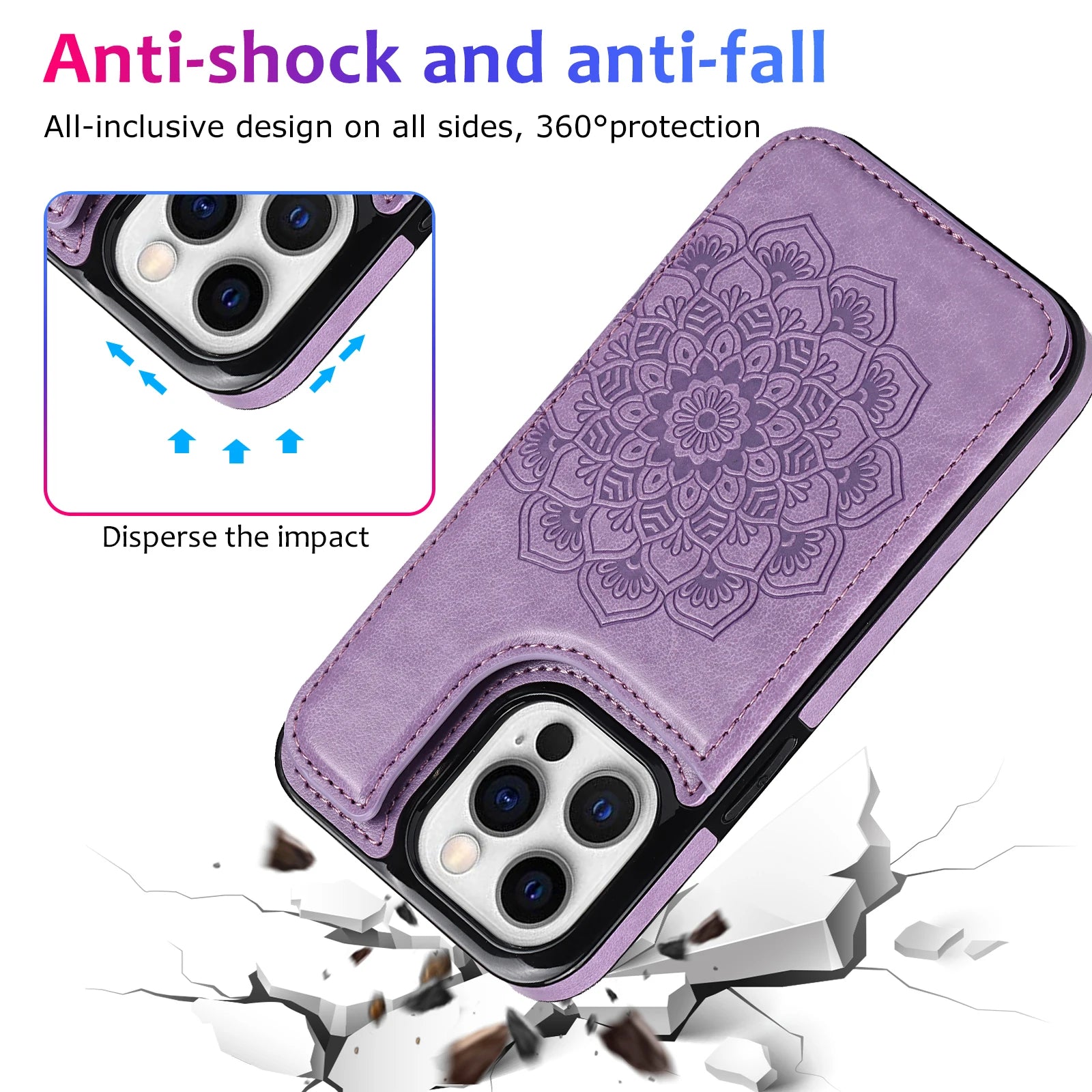Luxury Wallet Datura Double Buckle iPhone Case – Magnetic Flip, Card Slot, Protective & Stylish Leather Cover Case for iPhone